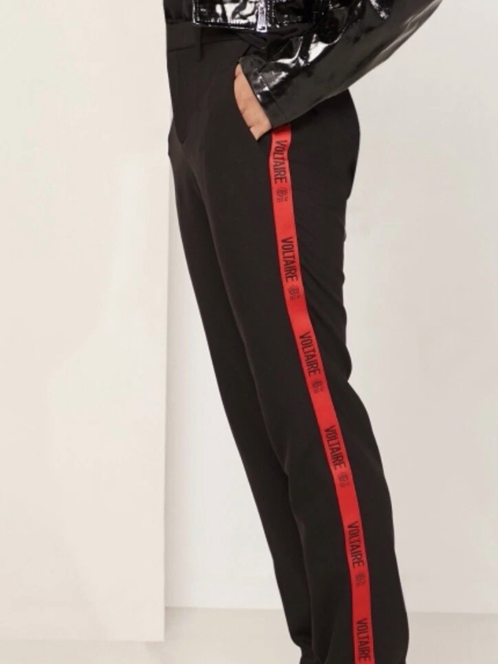 Zadig & Voltaire Black Joggers with Red Logo Side Tape